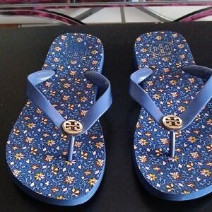 Tory Burch Blue Floral Sandals